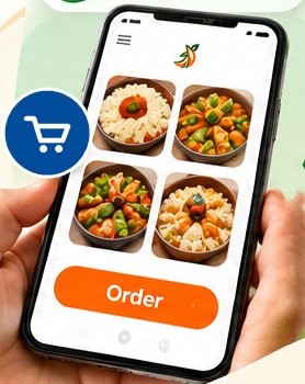 Customer choosing dishes and ordering in the Amogha app